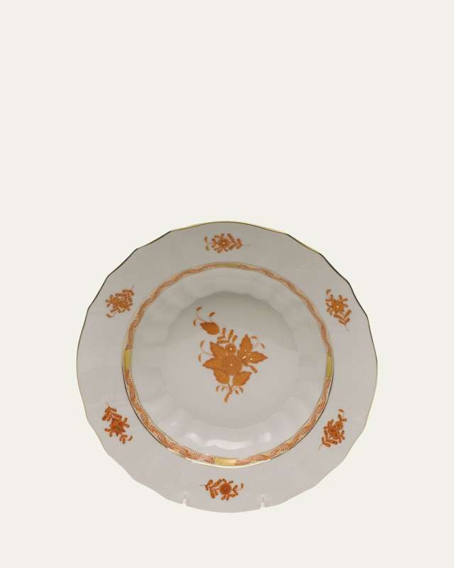 Chinese Bouquet Rust Rim Soup Bowl